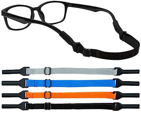 4 Pièces Cordons à Lunettes Ajustable sans Queue, Cordons Elastiques Pour Lunettes, Courroie Universelle Ajustable pour Lunettes, Sport Nautique Corde à Lunette pour Lunettes pour Adultes et Enfants