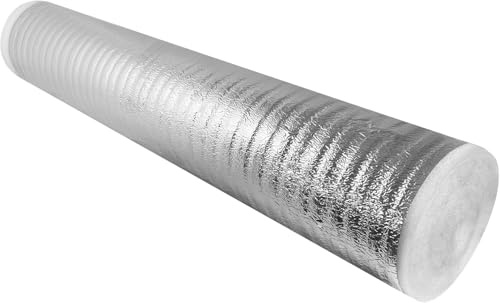 PILBELLES Aislante Térmico Acústico de Aluminio y Espuma 60 cm x 25 m | Impermeable | Aislante para Ventanas, Radiadores, Cajón Persianas, Puertas, Camper, Buhardilla, Uso Industrial, Viviendas