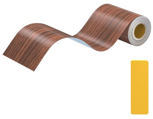 Lifuncren 10 cm x 10 m Tapetenbordüre Selbstklebend, Wasserdichtes Selbstklebende Bordüre Wandtattoo, Klebeband Holzoptik, Holzmaserung Reparatur Klebeband für Möbel Tür Boden Küche (Walnuss)