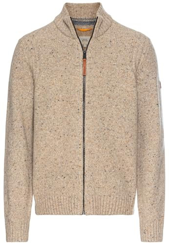 camel active Chaqueta de Punto para Hombre de Lana Merino sostenible, Beige, L