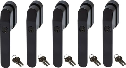 ABUS FG400BK, abschließbarer Fenstergriff in schwarz im Set 5 Stück, alle gleichschließend AL0089 mit zehn Schlüsseln