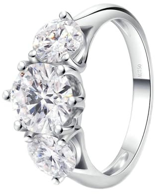 Stfery Eheringe Weissgold 585 Ringe für Damen 2ct Rund Moissanit Ehering Damen Einzeln
