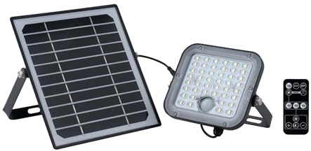 Ledvion - Projecteur LED Solaire Moderne, 10W, 4000K, 1500 Lumens, IP65, Avec Détecteur de Mouvement, Économe en Énergie & Résistant aux Intempéries