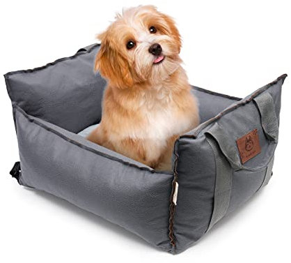 Asiento de Coche para Perros 2 en 1, Asiento Elevador de Mascotas con Cinturón de Seguridad Estable, Antideslizante, para Perros pequeños y medianos,Gris Azul