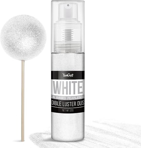Essbarer Glitzer Spray für Getränke - 20g Lebensmittel Glitzerpulve für Likör, Cocktails, Dekorieren Torten - Geschmacklos Glitzer Pulver Glitzerstaub für Sekt, Wein, Champagner, Backen (Weiß)