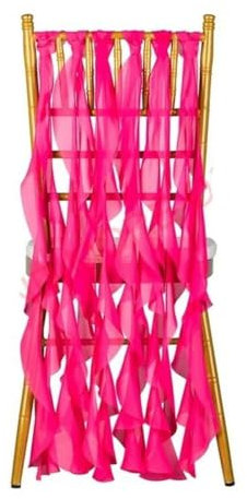 LUHYSU 1 Set Dekor, massives Chiffon-Stuhlschärpen, Party, Hochzeit, Outdoor-Stuhlbänder für Stuhlhussen, blau, weiß, rosa, Stuhlbänder-China-Fuchsia