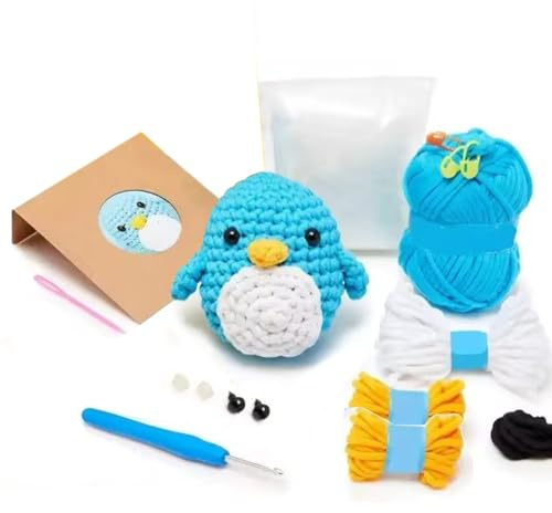 LURNODY Häkelset für Anfänger, Häkelnadel Set, Tier Häkelpaket, DIY Handwerkskunst mit Häkelnadeln, Stricken für Anfänger Set für Erwachsene Und Kinder für Rucksack Schlüsselanhänger Kleine Anhänger