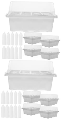 Yardwe 2 Juegos Caja de plántulas jardineria Accesorios Placas Petri semillero Kit de germinación Set de Equipaje Semillas Etiquetas bandejas de plántulas Bandeja de germinación