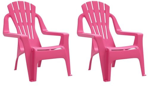 HETFTJN Strandsessel Gartensessel Outdoor Einfacher Strandstuhl Esszimmerstühle Modern - Kinder-Gartenstühle 2 STK. Rosa 37x34x44 cm PP Holzoptik für Outdoor Garden Balcony Terrassen