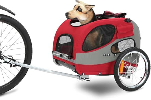 SEPNINE® Fahrradanhänger für Hunde, Hundeanhänger für Fahrrad - faltbar, mit Sicherheitsreflektoren, Aufbewahrungstasche, eingebauten Polstern und Sicherheitsseilen, maximale Tragfähigkeit 30 kg