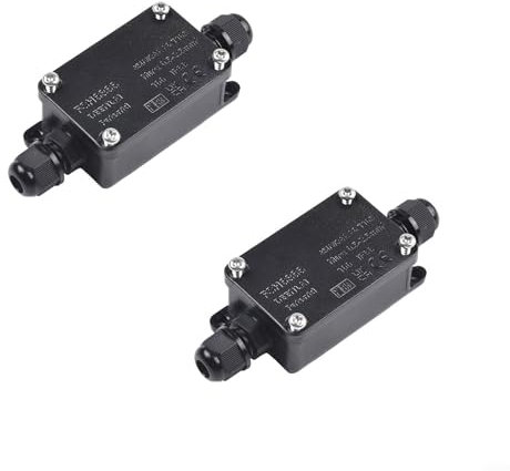 Black IP66 Waterproof Junction Box, Adjustable Gland Connector, Easy Cable Connection