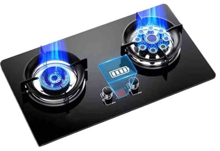 Fornello A Gas 2 Fuochi, Fornello Di Conversione GN/GPL, Supporto For Pentole In Rame Fuso In Vetro Temperato Nero, Fornello Da Tavolo/da Incasso Con Protezione Antincendio E Timer(LPG)