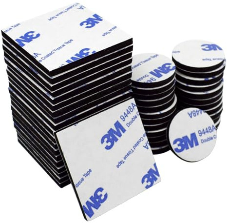 Double Sided Sticky Pads Black, 100 Pcs Adhesive Foam Pads Mounting Pads, Squares and Round