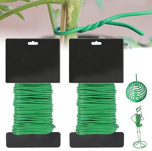 2 Pezzi Filo per Piante, 2.5mm x 10m Filo da Giardino Verde per Piante Rampicanti, Cravatta Morbida da Giardino, Filo per Legare Pomodori, Legaccio per Piante per Cetrioli, Fiori, Giardinaggio