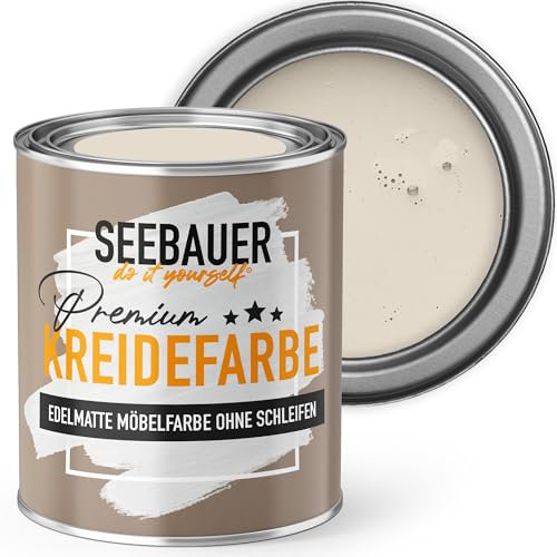 SEEBAUER diy Kreidefarbe für Möbel Beige 375ml für Innen (No. 005 Orchid Dream) Möbelfarbe ohne Schleifen - Holzfarbe extra matt - Holzlack, Möbellack hohe Deckkraft