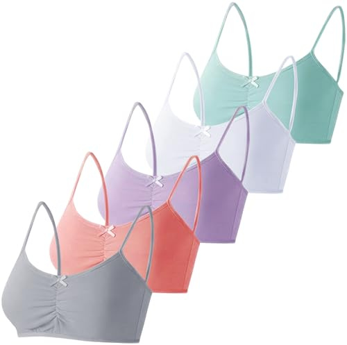 LOREZA ® Lot de 5 Soutiens-Gorge Fille en Coton, sans Armatures – 14–15 Ans