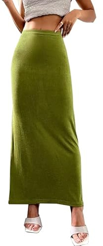GRECERELLE Elegant sommarkjol för kvinnor med elastisk omlott hög midja för damer UK, gRÖN, XL