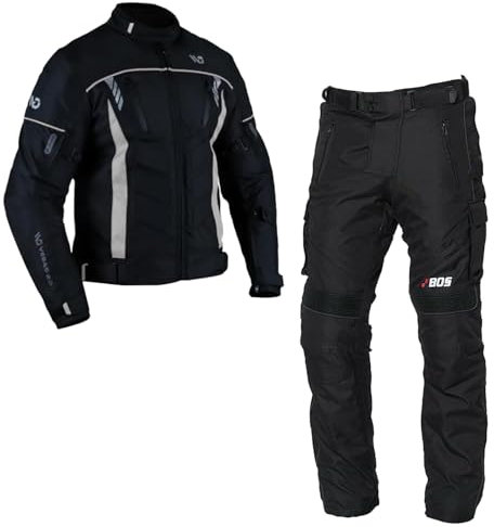 Motorradkombi Herren 2-Teilig ,Motorradkombi mit Protektoren – Wasserdichte Jacke und Hose für Biker,Motorradkombi Textil 2-Teiler – Herrenjacke und Motorradhose für Touren (GRAY, XL)