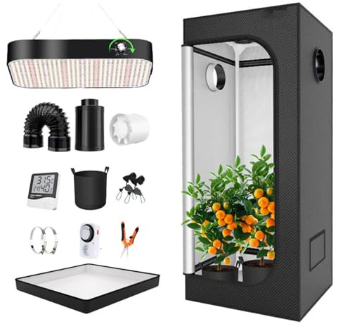 Kit completo de armario de cultivo interior regulable. Incluye ventana de observación, bolsa de herramientas y bandeja para el suelo, ideal para cocina, plantas y verduras.,80x80x180cm
