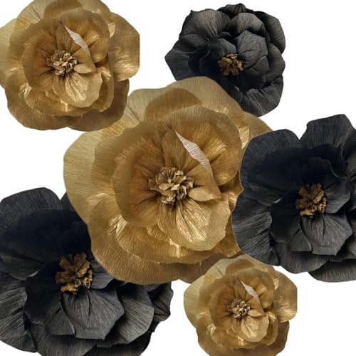 SZHUIHER Crepe Papier Blumen Dekoration für Wand Insgesamt 6 Stück, Künstliche Blumen für Hochzeitsdekor, Blumen Hintergrund Dekor, Baby Braut Dusche Geburtstagsfeier