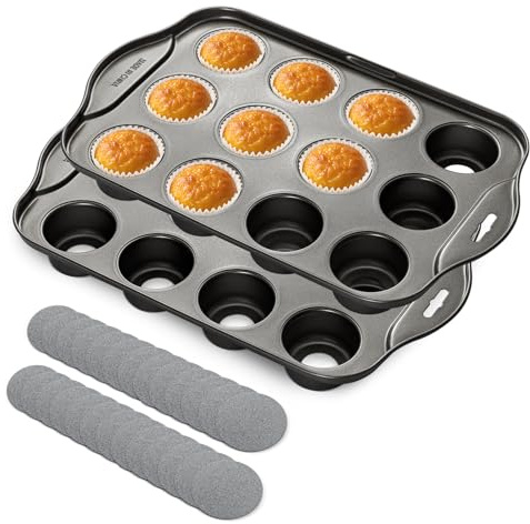 Mini Cheesecake Pan 12 Cups Non Stick Muffin Tray with Removable Bottoms Perfect for Individual Cheesecakes Cupcakes Puddings Tarts Easy Release Baking Tin (2)
