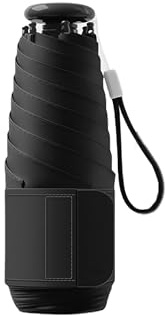 Mini Reise Regenschirm mit Mikroknopfgriff&5cm Klettverschluss für Damen Herren Kinder-Klein Kompakt Sonnenschutz Taschenschirm,6Rippen,Teflon Beschichtung,UV Schutz,Regen,Tasche,Schulranzen