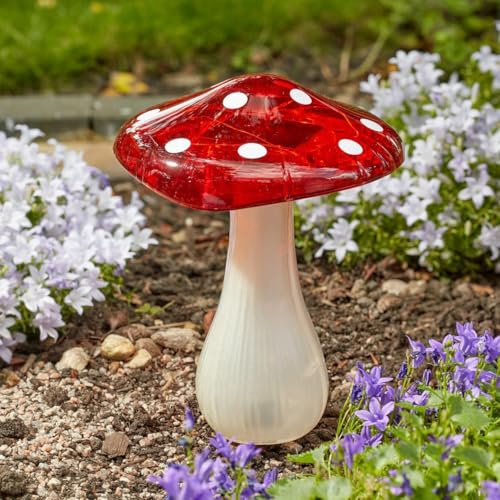 Mega Magic Mushroom Stake Light - Solar-Powered Decorative Garden Light, 23 cm, Cool White LEDs, Charges in Direct Sunlight, Automatic Dusk-to-Dawn Operation, Ideal for Flowerbeds, Pots, and Paths