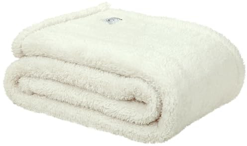 DoubleDry Teddy Kuscheldecke - 130x170 cm - Oeko-Tex Zertifiziert - Weiche Sofadecke - Flauschige Wohndecke - Ecru