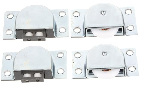PENIKOKO Roulettes Pour Porte Coulissante De Placard Nylon, Kit De Remplacement 4 Pièces, Poulies Robustes Pour Meuble Et Armoire, Installation Facile, Usage Intérieur Pour Portes Escamotables