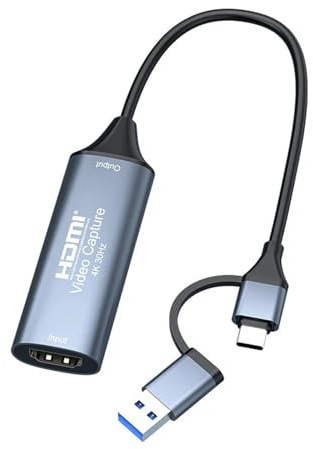 Carte de capture vidéo 4K USB C 2 en 1 Type C USB 3.0/2.0 Grabber Adaptateur d'enregistrement 1080P 60fps HDMI vers USB/USB C Enregistrement audio vidéo(USB 2.0 version)