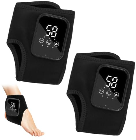 LOMUG 3-in-1Fussmassagegerät Elektrisch, Foot Massage Portable Wiederaufladbar Ankle MassagegeräTe, Fußwärmer mit 3 Heat Settings 3 Vibration Modes für Knöchel, Ferse, Sohle(Schwarz, 2 pcs)