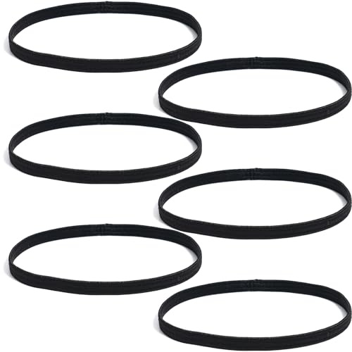 Aililong Hairband (6 Pezzi) da Uomo – Fascia Sportiva Elastica Antiscivolo Nera, Ideale per Palestra, Hockey, Calcio, Tennis, Yoga e Corsa