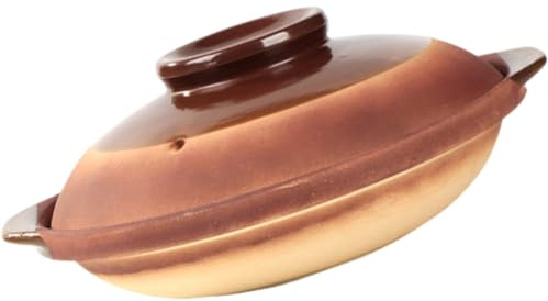 Tofficu Cocotte en Argile Non Émaillée 900 Ml, Pot à Ragoût 24 Cm, Casserole Traditionnelle pour Cuisson au Feu Vif, Marmite Résistante Haute Température, Ustensile la Cuisine pour Soupe