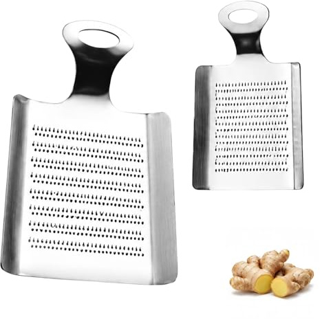 2Pcs Mini Ginger Grater Stainless Steel, Stainless Steel Compact Grater for Ginger & Garlic, Mini Hand Grater for Cheese, Japanse Seasoning Wasabi Ginger