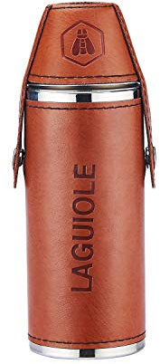 LAGUIOLE - Alkoholflasche mit 2 Gläsern - Weihnachten, Geburtstagsgeschenk - Inhalt 8 OZ - 235 ml