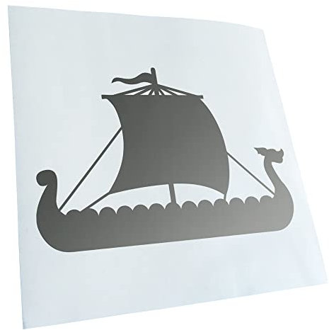 Kiwistar - Autoaufkleber - Wikinger Schiff Drachenboot - Silber - 15x10cm - Heckscheibe Auto Aufkleber wetterfest für Kfz LKW Mofa Truck - Sticker außen selbstklebend Tuning Zubehör für Fenster