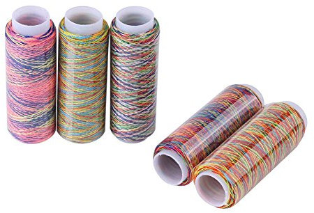 MAGT 5er Set Nähgarn, Iridescent Hand Sewing String Spool Gradient Quilting Stickgarn Spulen Bekleidungszubehör für Stick- und Nähmaschinen