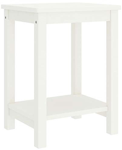 Tidyard Nachttisch mit 1 Regal Holztisch Nachtschrank Nachtkommode Nachtkonsole Kommode Schrank Beistelltisch Telefontisch Schränkchen Lampentisch Weiß 35x30x47 cm Kiefer Massivholz