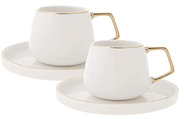 KARACA Saturn Kaffeetasse Für 2 Personen, Teetassen, Porzellan, Für Kaffee, Tee, Milch, Türkisches Kaffee-Espresso-Set, Türkisch, Stilvolles Design Praktisch, Traditionelle Kaffeetasse