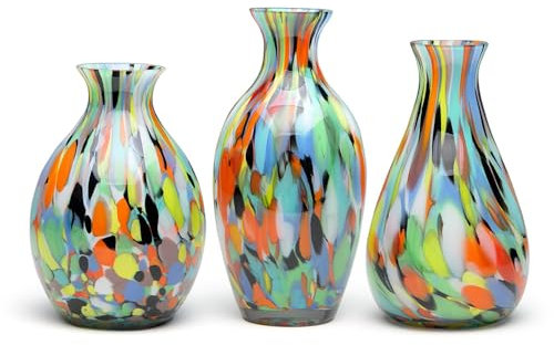 Cá d'Oro Glasvasen aus Glas, mehrfarbig, mundgeblasen, Murano-Stil, 3 Stück