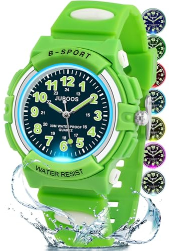 Juboos Reloj Analógico para Niños, Resistente al Agua hasta 3 ATM, Fácil de Leer, Reloj de Enseñanza del Tiempo para Niño y Niña,Banda Suave para Niños 5-16