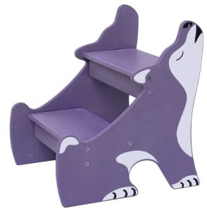 Wild Kids Modern Tritthocker Kinder Holz, Treppe Kinder Waschbecken, Kinder Tritthocker Bad, Tritthocker Kinder 2 Stufen Inspiriert von Montessori Möbeln (Violett)