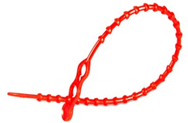Beaded Reusable Click Cable Ties - 240.0mm x 3.8mm | Red (100)