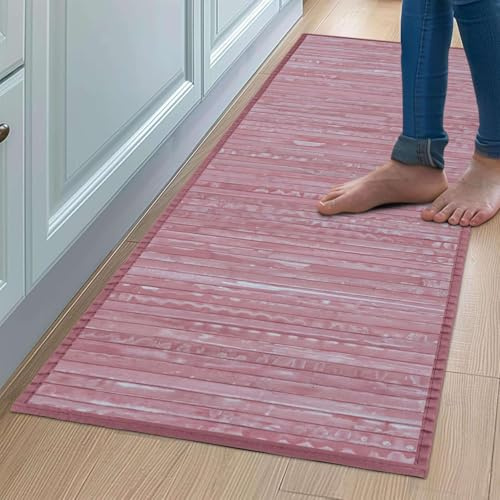 CosìCasa Tappeto Cucina Antiscivolo Lavabile in Bamboo con Bordi - Made in Italy - Passatoia Cucina Antiscivolo Lavabile Effetto Vintage - Runner Bamboo Idrorepellente (Mirtillo, 50x290)