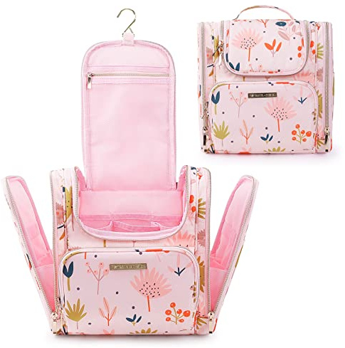 Trousse de Toilette Voyage pour Femme, Lychii Cosmétique Sac avec Crochet, Imperméable Pliable Trousse Maquillage Organisateur - Floarl