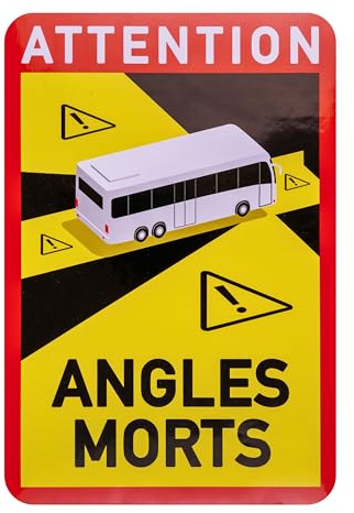 Aufkleber für Toter Winkel, 12 Stück, 25 x 17 cm, selbstklebende Folie für Wohnmobil und Bus, vorgeschrieben für KFZ ab 3,5 Tonnen in Frankreich, Attention Angles Morts Sticker, Wohnwagen Klebesticker