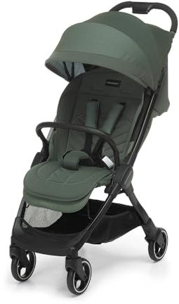Foppapedretti Lättviktsvagn Hej, för barn 0–22 kg (0–4 år), stängning med 1 hand, självstående, justerbart ryggstöd, dämpade hjul, dörrföremål, aluminiumram, skog