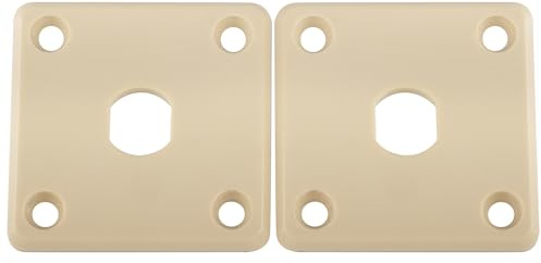 Musiclily Pro Kunststoff Gitarren Buchsenplatte Square Output Jack Plate Klinkenbuchsen Platte für Epiphone LP Style E-Gitarre, Creme (2er Set)