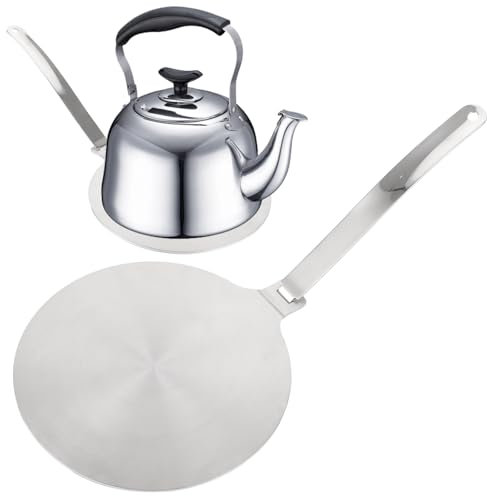 GBACHOOSE Induktion Adapterplatte Ø 20CM, Diffusorplatte, Induktionskochteller Adapter mit abnehmbarem Edelstahlgriff, espressokocher induktion Edelstahl für Milch, Kaffee, Kochgeschirr