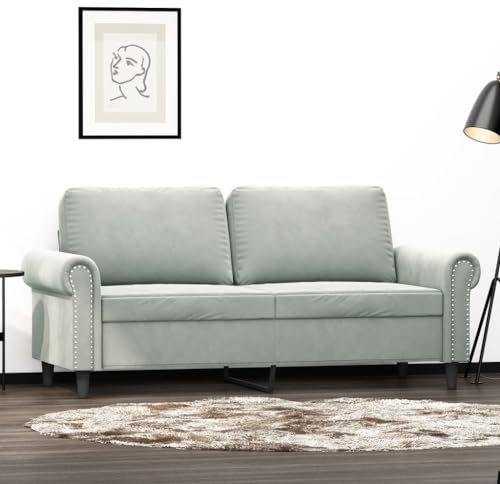 ZEYUAN 2-Sitzer-Sofa Hellgrau 140 cm Samt, Loungesofa, Sofas & Couches, Relaxsofa, Couch für Wohnzimmer - 359529